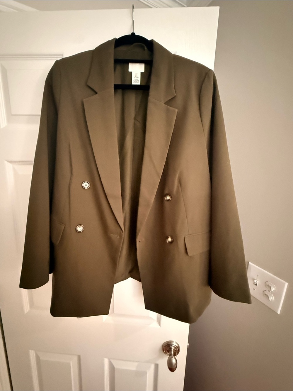 H&M Olive Green Double-Breasted Blazer